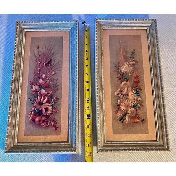Set of 2 Vintage MCM Roberto Framed Butterfly Flower Botanical Prints Litho - Picture 6 of 15